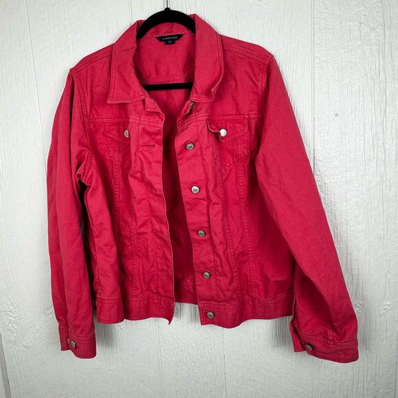 Land's End Pink Denim Jacket Size XL 100% Cotton Western Rodeo Country Festival - Picture 8 of 8